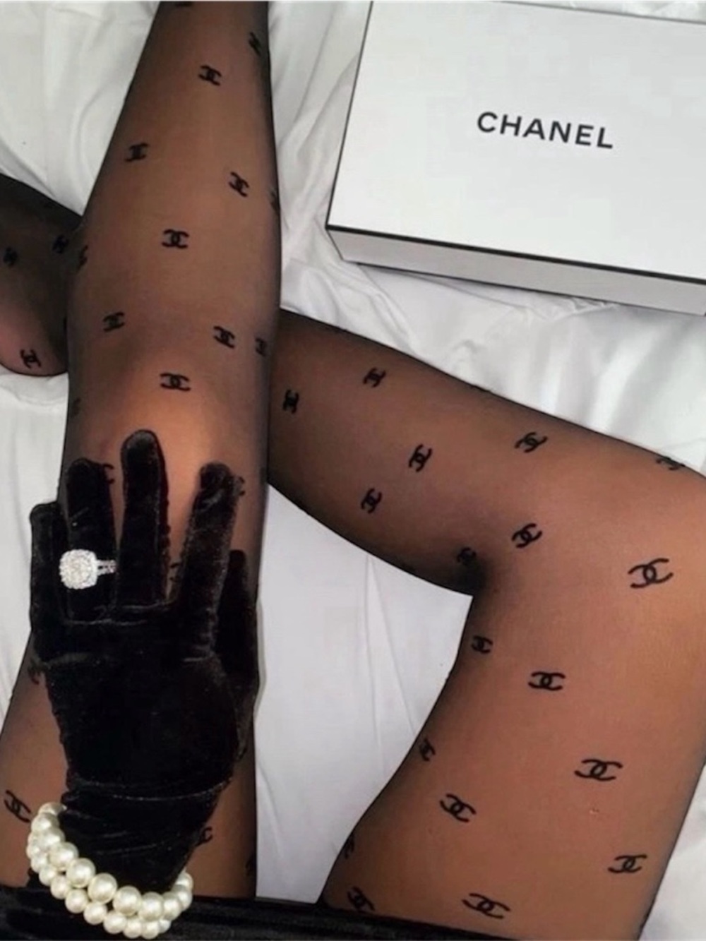 CC Black Logo Sheer Tights New